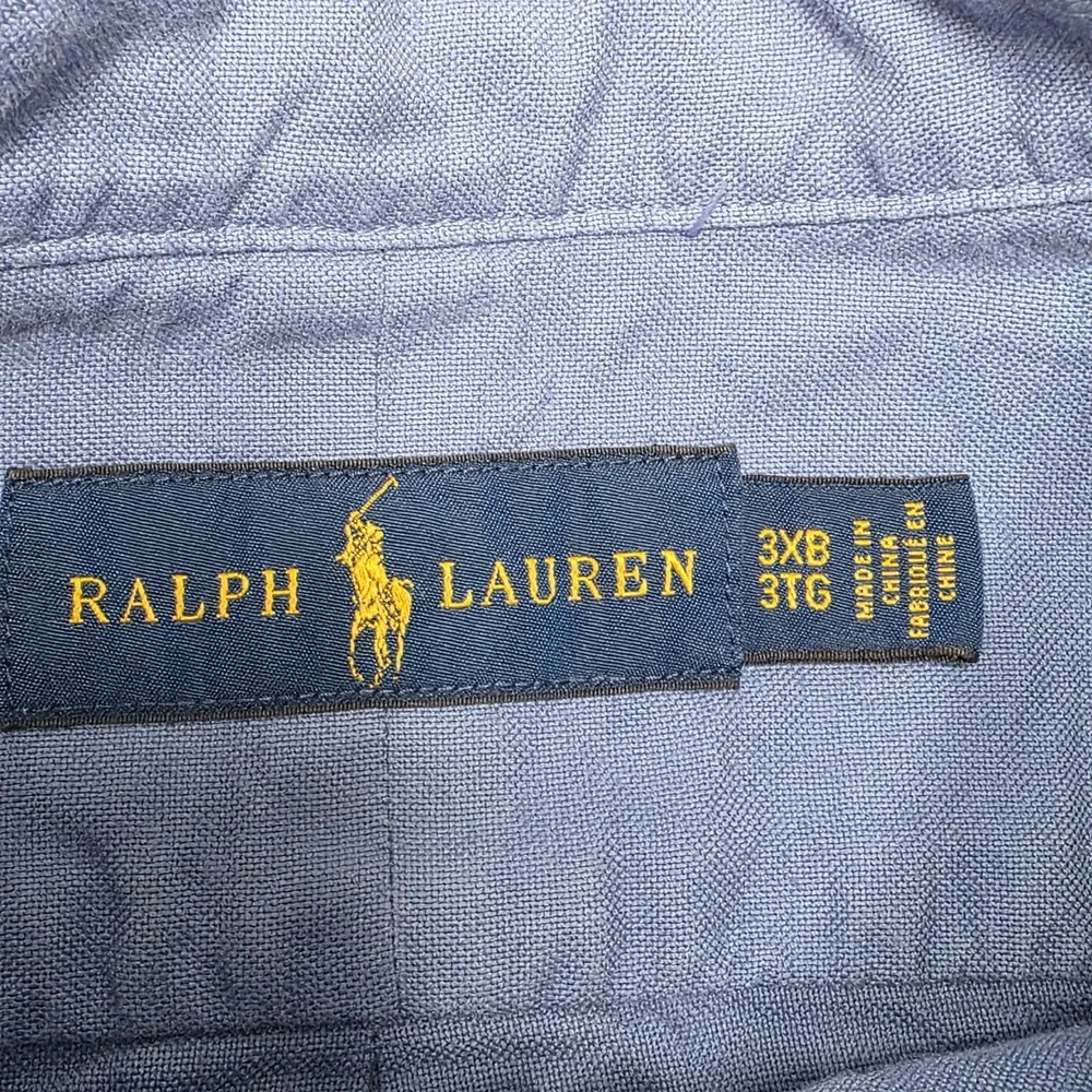 Polo Ralph Lauren Men's 3XB Blue Garment Dyed Long Sleeve Oxford Shirt NWT‎ READ